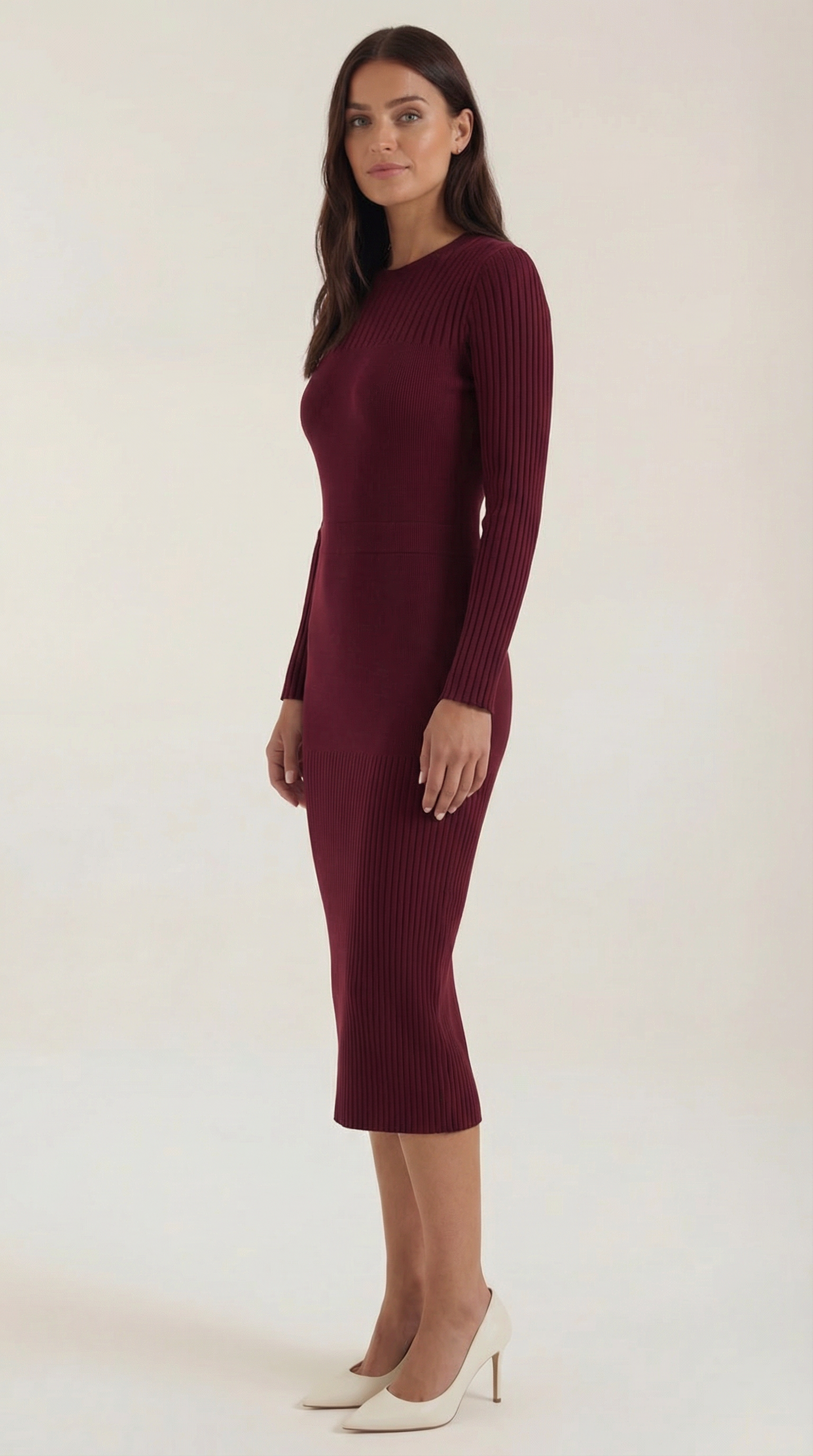 Ana Verdad™ | Sheila - Vestido midi ajustado de canalé