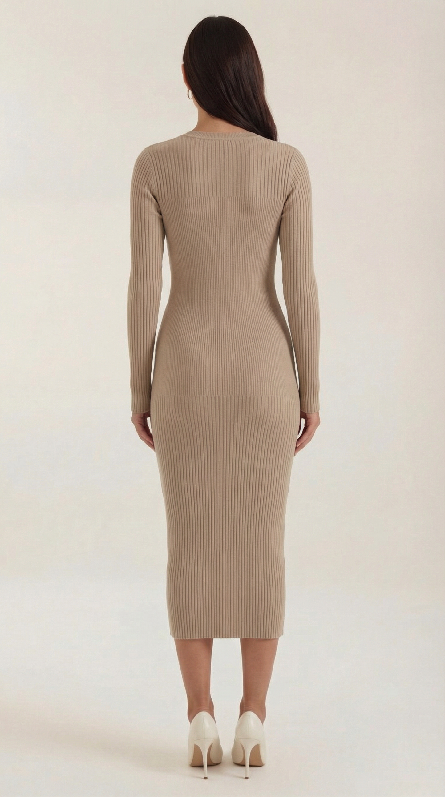Ana Verdad™ | Sheila - Vestido midi ajustado de canalé