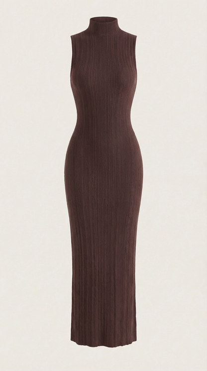 Gabrielle Cosette™ | Vestido midi ajustado de cuello alto