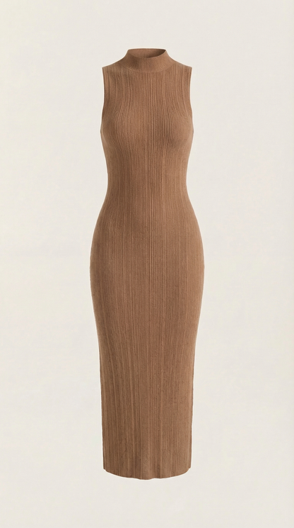 Gabrielle Cosette™ | Vestido midi ajustado de cuello alto