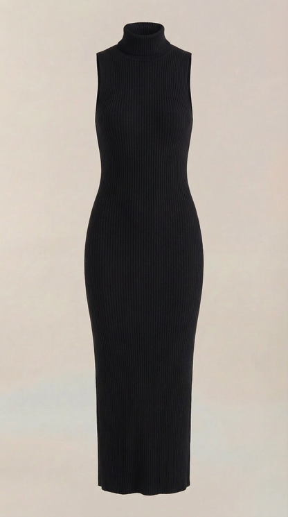 Ana Nieves™ | Vestido Sonia midi ajustado de cuello alto