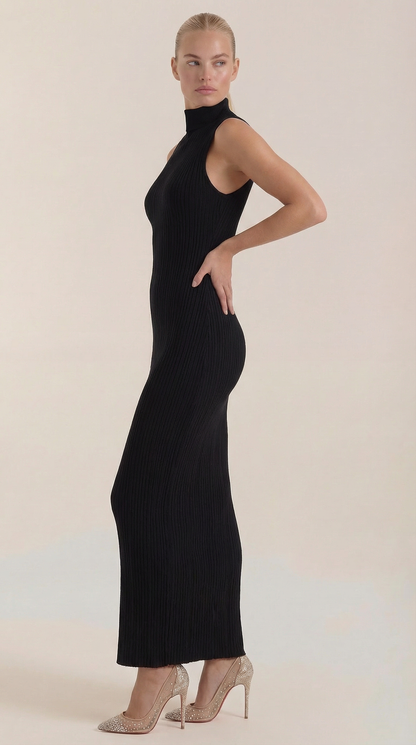 Ana Nieves™ | Vestido Sonia midi ajustado de cuello alto