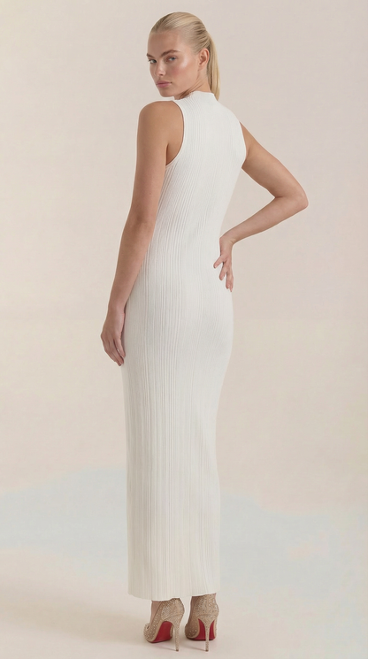 Ana Nieves™ | Vestido Sonia midi ajustado de cuello alto