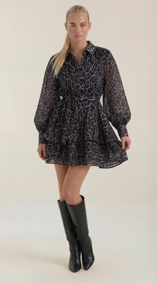 Rosa Inmaculada™ | Mini Vestido de Leopardo Stella