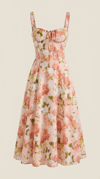 Rosa Aurora™ | Vestido Midi Julia - Alta Calidad