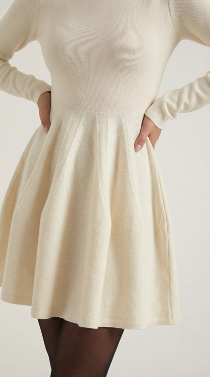 Ana Alcoy™ | Tiffany Mini Dress con Mangas Largas y Pliegues