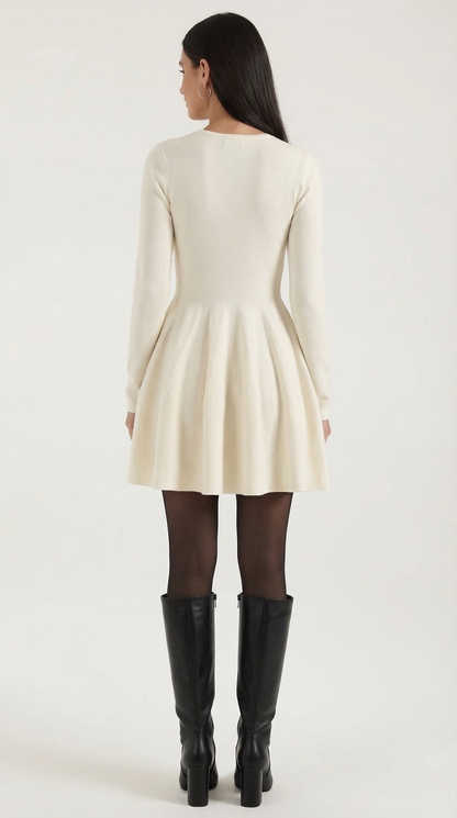 Ana Alcoy™ | Tiffany Mini Dress con Mangas Largas y Pliegues