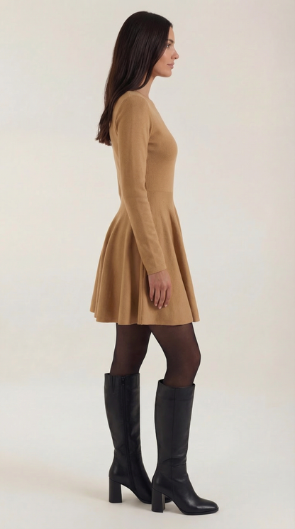 Ana Alcoy™ | Tiffany Mini Dress con Mangas Largas y Pliegues
