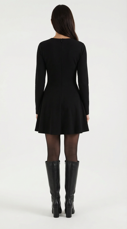 Ana Alcoy™ | Tiffany Mini Dress con Mangas Largas y Pliegues