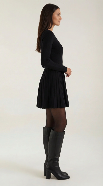 Ana Alcoy™ | Tiffany Mini Dress con Mangas Largas y Pliegues