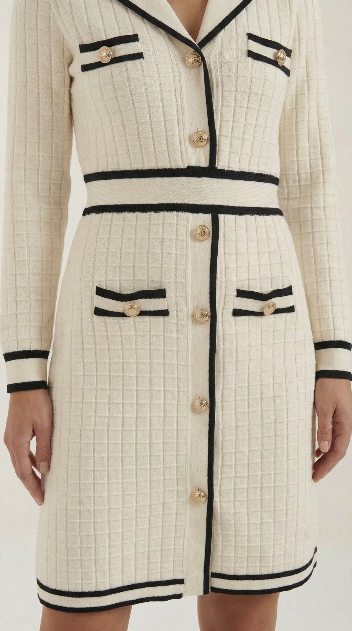 Ana Melodía™ | Vestido Elegante Punto con Ribetes en Contraste para mujer
