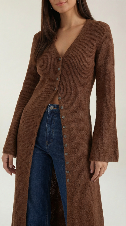 Ana Triana™ | Cárdigan Maxi de Punto 'Valerie' con Escote en Forma de V
