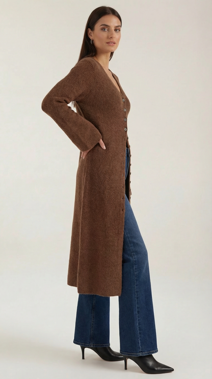 Ana Triana™ | Cárdigan Maxi de Punto 'Valerie' con Escote en Forma de V