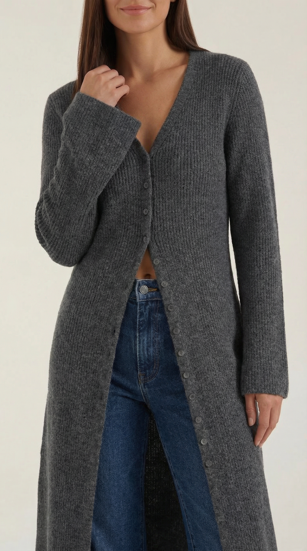 Ana Triana™ | Cárdigan Maxi de Punto 'Valerie' con Escote en Forma de V