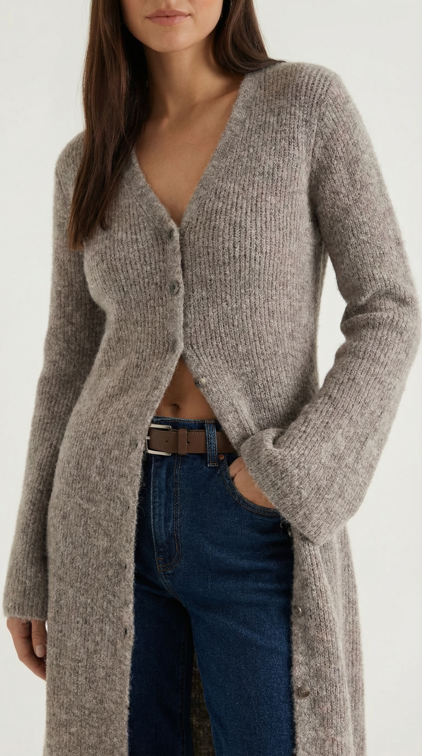 Ana Triana™ | Cárdigan Maxi de Punto 'Valerie' con Escote en Forma de V