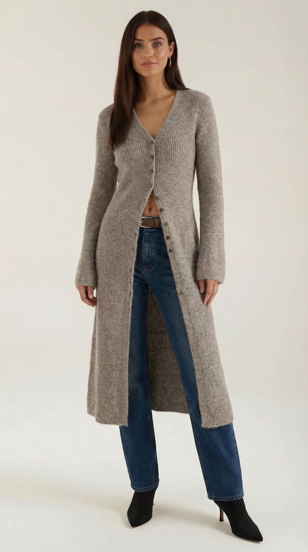Ana Triana™ | Cárdigan Maxi de Punto 'Valerie' con Escote en Forma de V