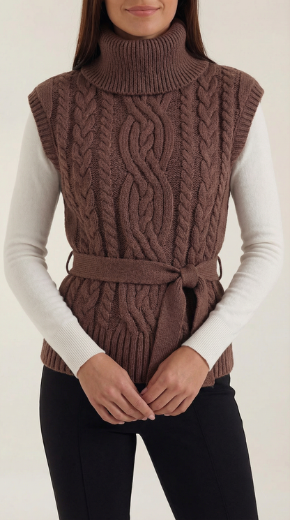 Estibaliz Nala™ | Chaleco de punto trenzado con cuello alto