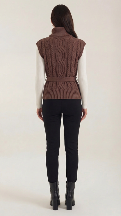 Estibaliz Nala™ | Chaleco de punto trenzado con cuello alto