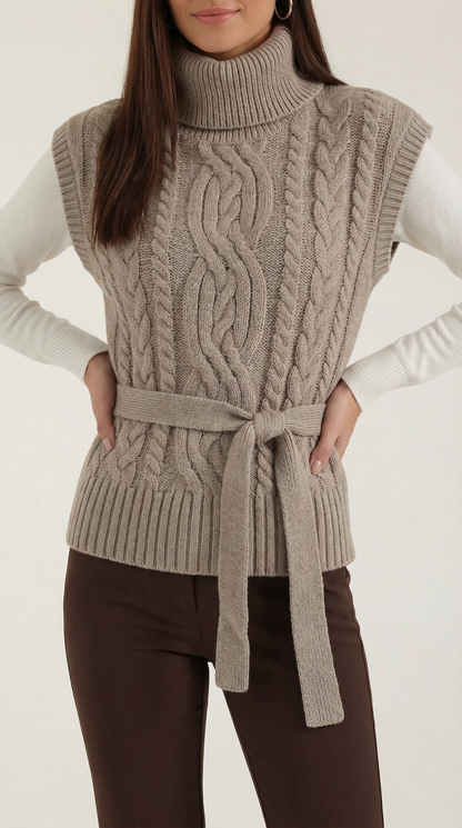 Estibaliz Nala™ | Chaleco de punto trenzado con cuello alto