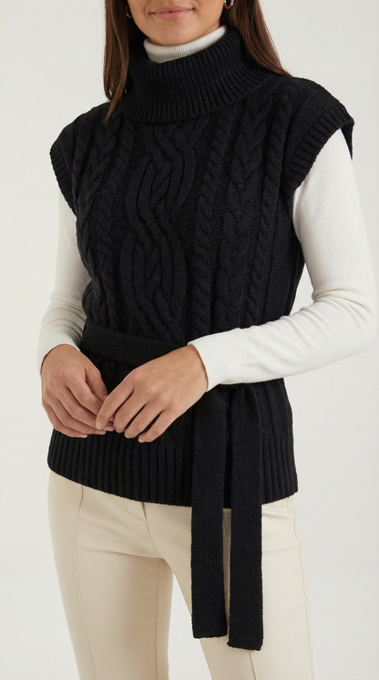 Estibaliz Nala™ | Chaleco de punto trenzado con cuello alto