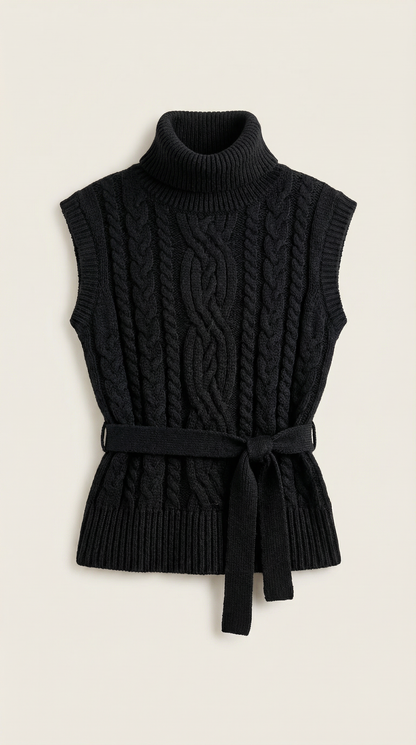 Estibaliz Nala™ | Chaleco de punto trenzado con cuello alto