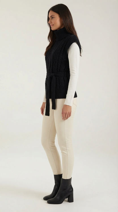 Estibaliz Nala™ | Chaleco de punto trenzado con cuello alto