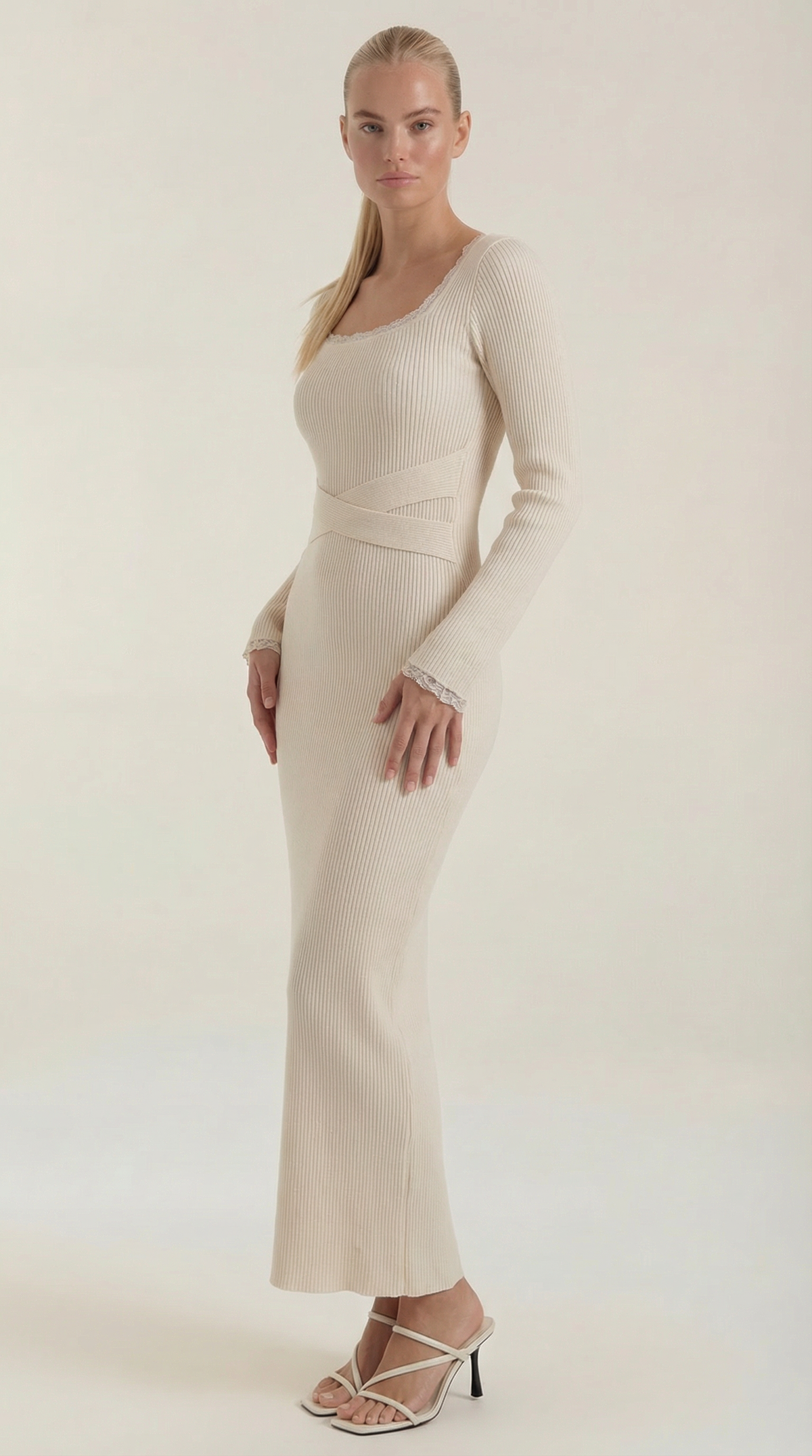 Maritza Sveva™ | Vestido Largo de Punto a Rayas