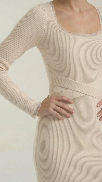 Maritza Sveva™ | Vestido Largo de Punto a Rayas