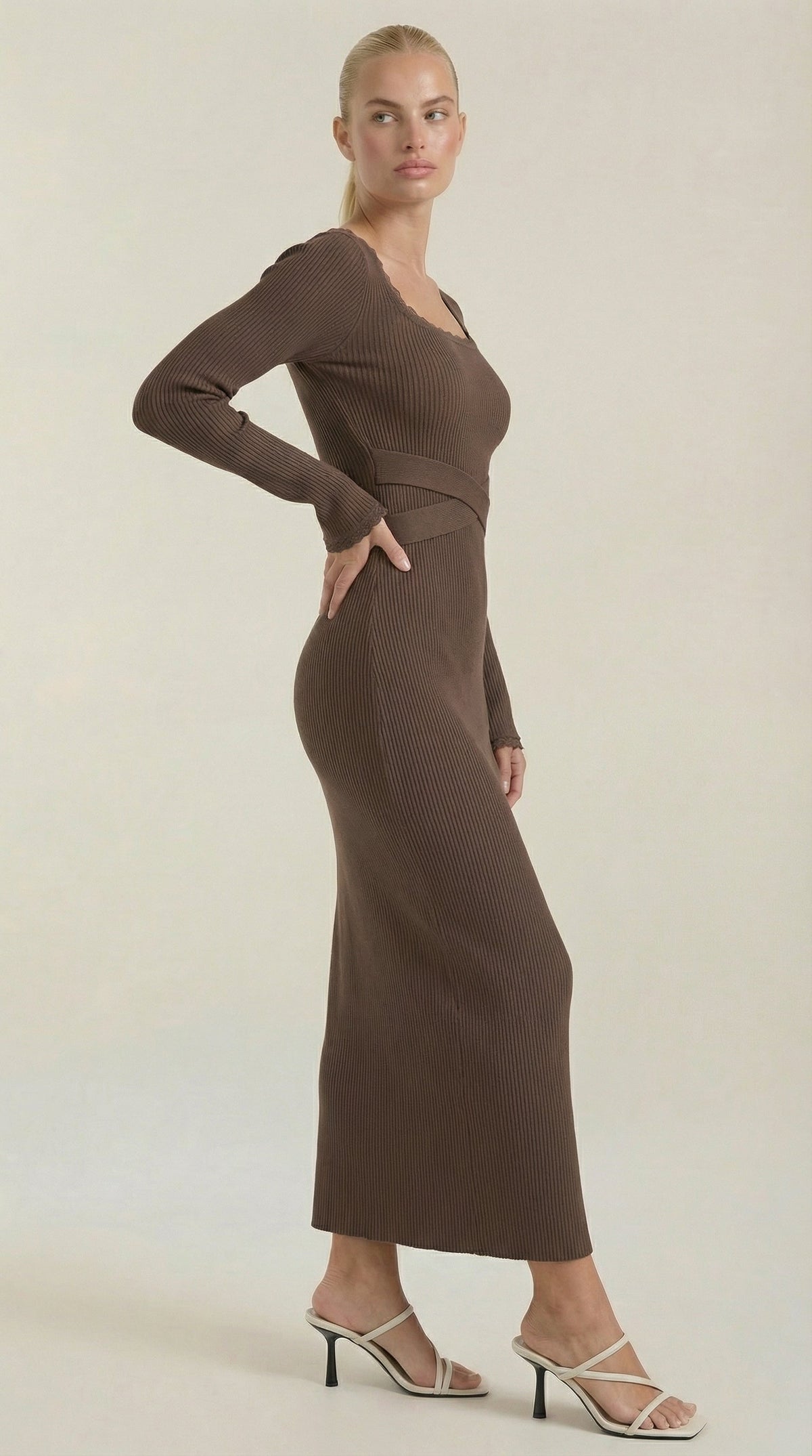 Maritza Sveva™ | Vestido Largo de Punto a Rayas