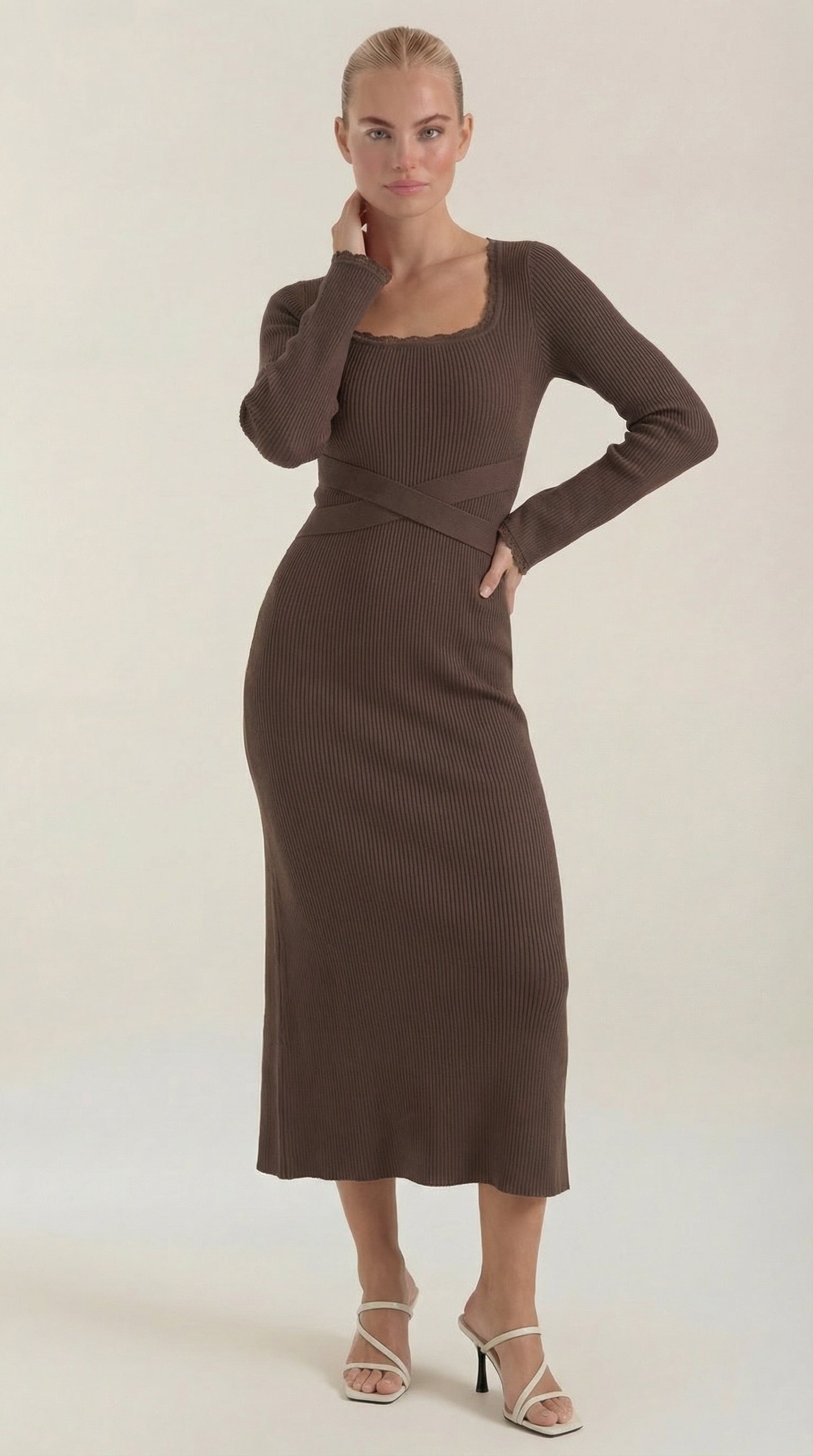 Maritza Sveva™ | Vestido Largo de Punto a Rayas
