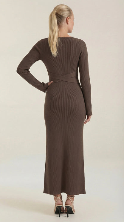 Maritza Sveva™ | Vestido Largo de Punto a Rayas