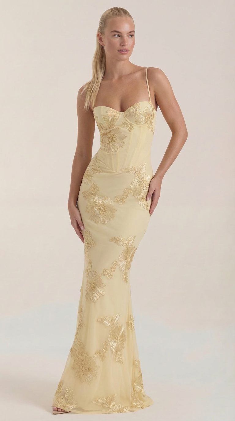 Rosa Yolanda™ | Vestido Maxi Corsé Floral Chantal