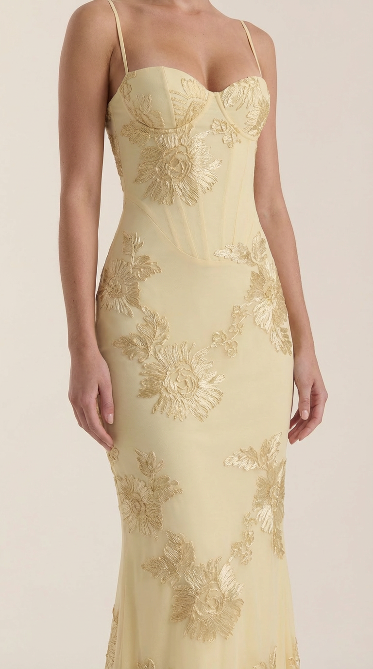 Rosa Yolanda™ | Vestido Maxi Corsé Floral Chantal