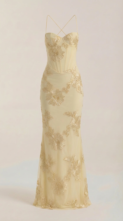 Rosa Yolanda™ | Vestido Maxi Corsé Floral Chantal