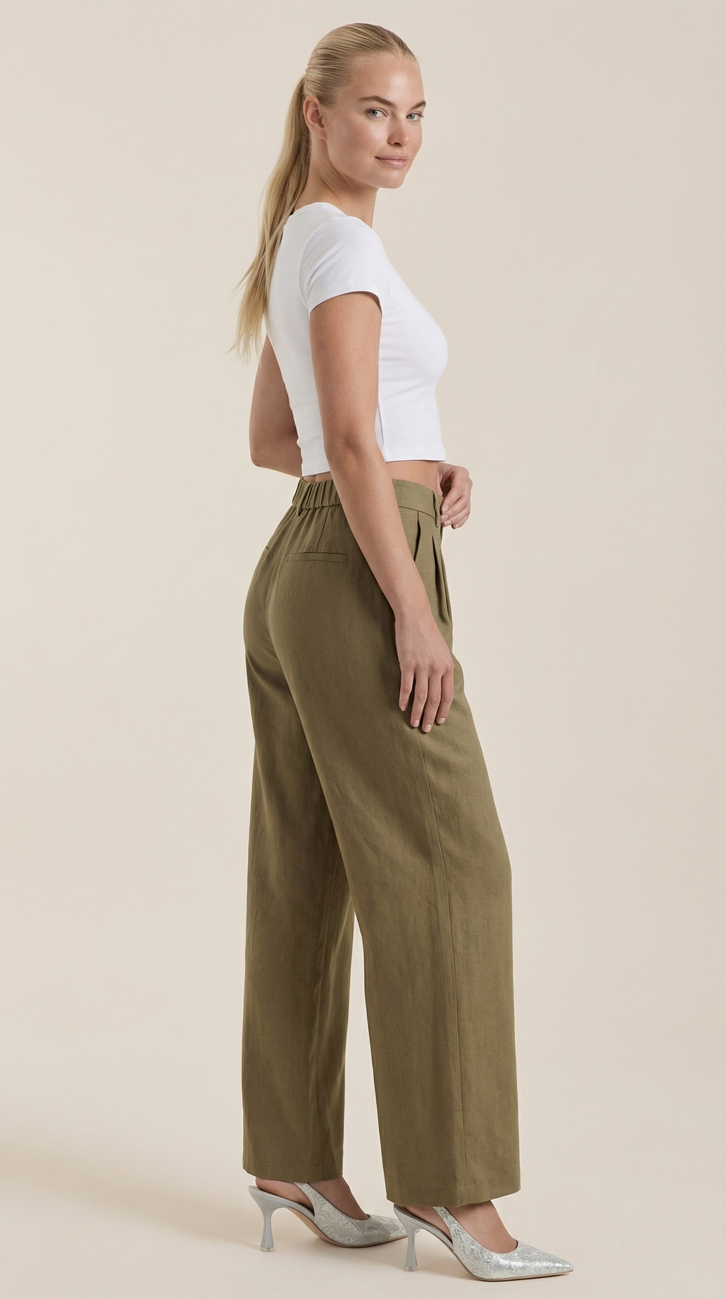 Rosa Aina™ | Pantalones Plisados de Cintura Alta Courtney