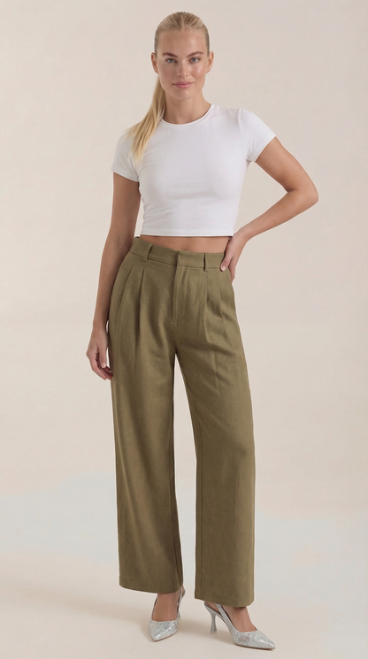 María Esther™ | Pantalones Plisados de Cintura Alta Courtney