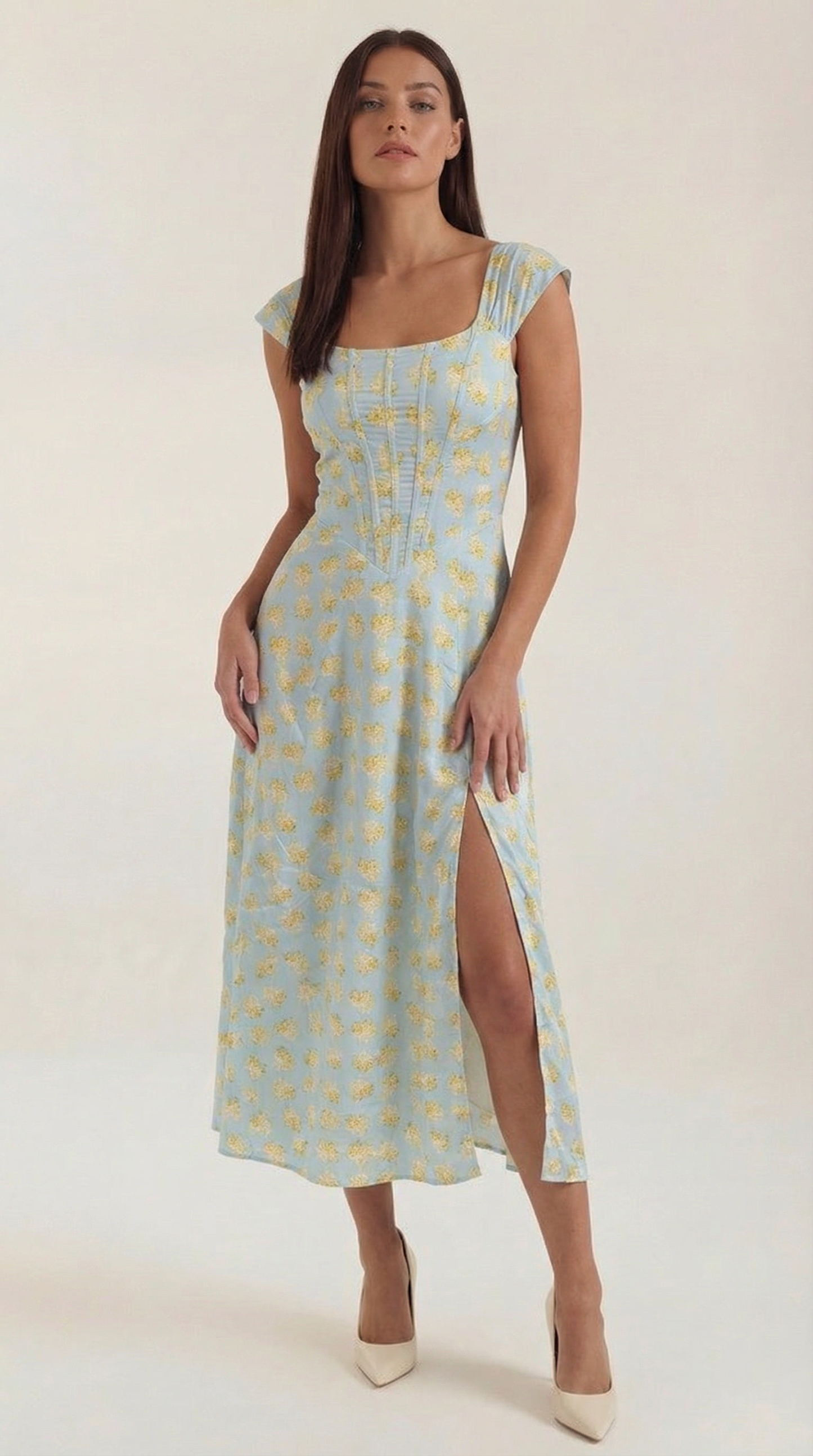 Rosa Brisa™ | Vestido Midi Dahlia - Alta Calidad