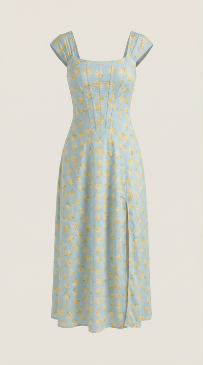 Rosa Brisa™ | Vestido Midi Dahlia - Alta Calidad