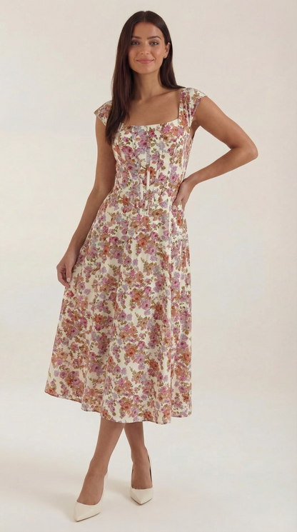 Rosa Brisa™ | Vestido Midi Dahlia - Alta Calidad
