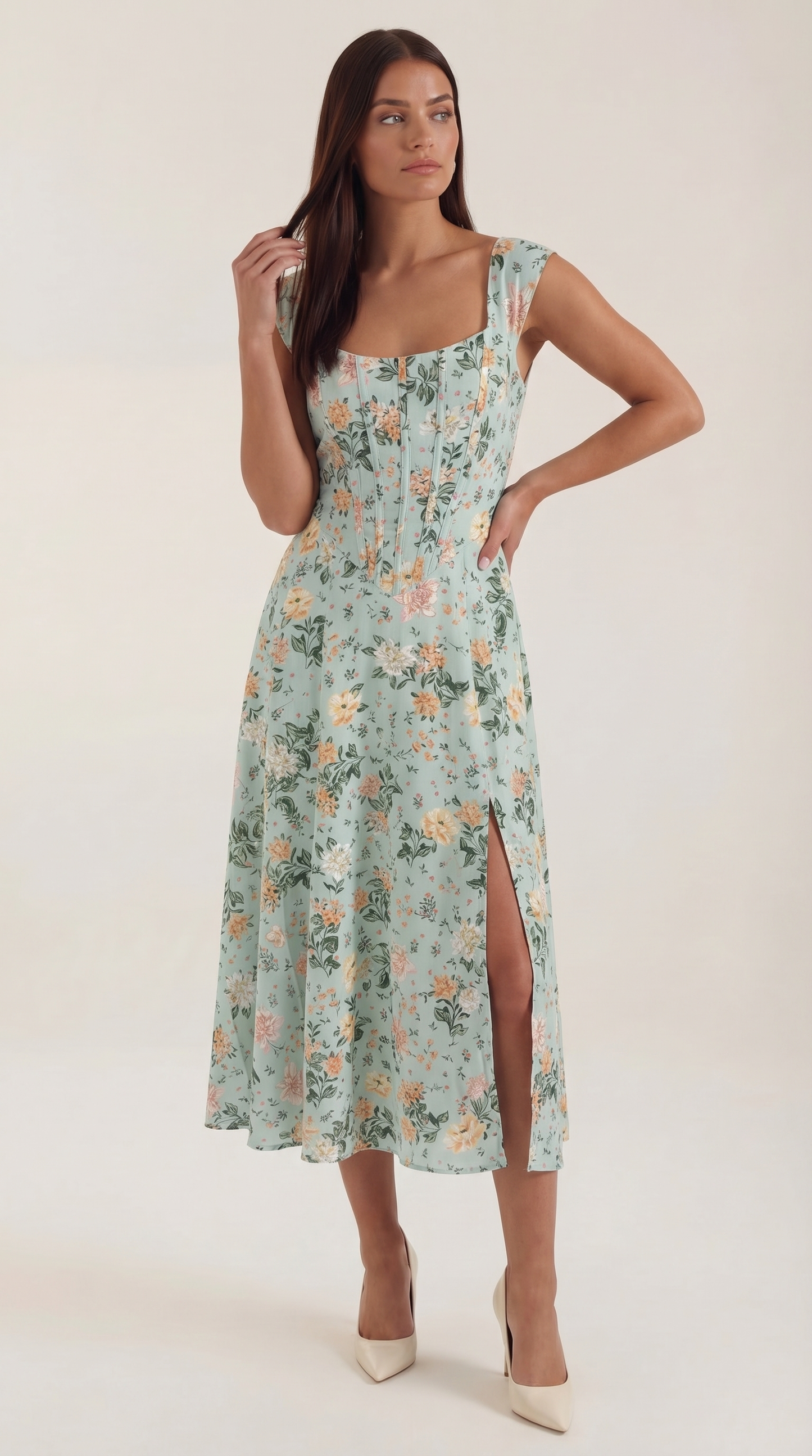 Rosa Brisa™ | Vestido Midi Dahlia - Alta Calidad