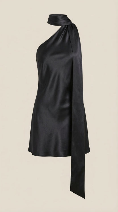 Madalena™ | Mini Vestido de Satén con Bufanda Estilo