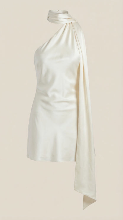 Madalena™ | Mini Vestido de Satén con Bufanda Estilo