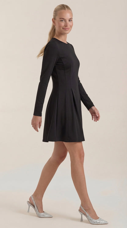 Ana Jael™ | Vestido Corto de Manga Larga Ébano