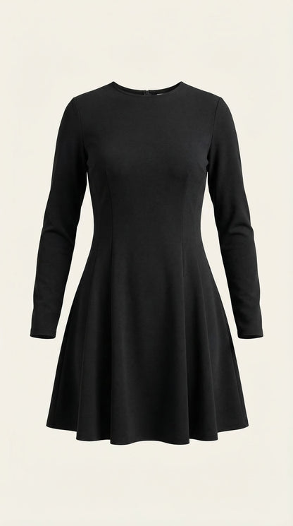 Ana Jael™ | Vestido Corto de Manga Larga Ébano
