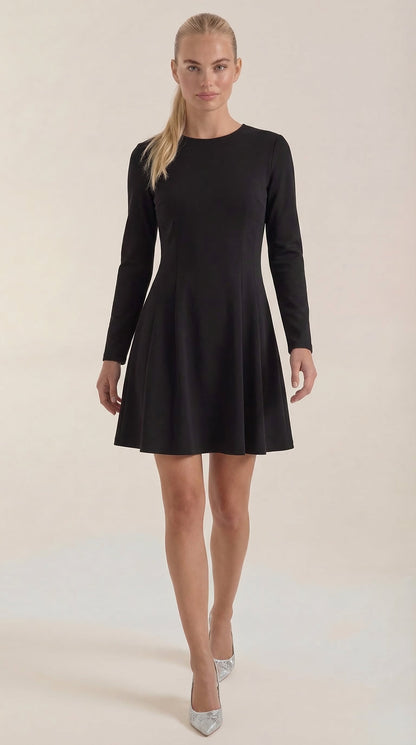 Ana Jael™ | Vestido Corto de Manga Larga Ébano