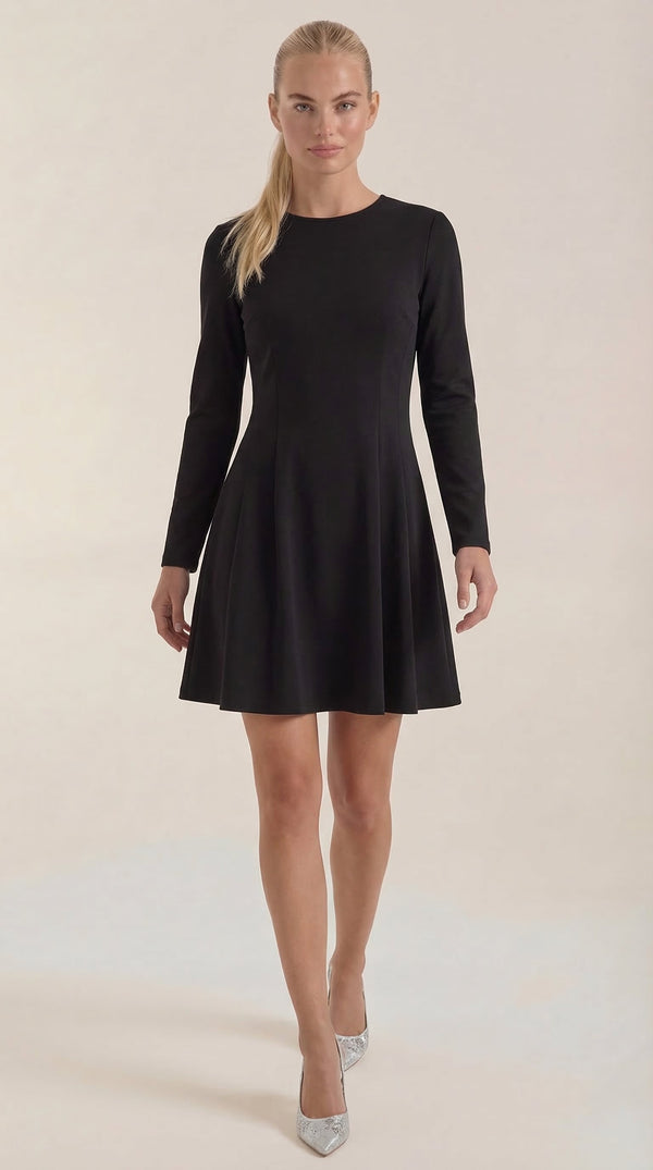Ana Jael™ | Vestido Corto de Manga Larga Ébano