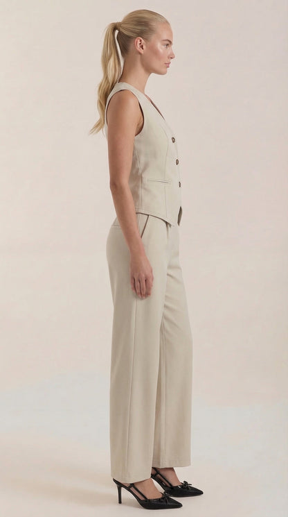 Ana Milena™ | Conjunto de Chaleco y Pantalones en Color Jengibre