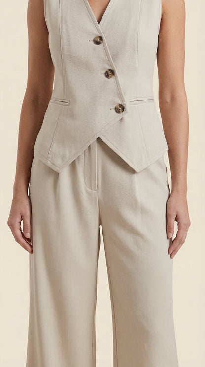 Ana Milena™ | Conjunto de Chaleco y Pantalones en Color Jengibre