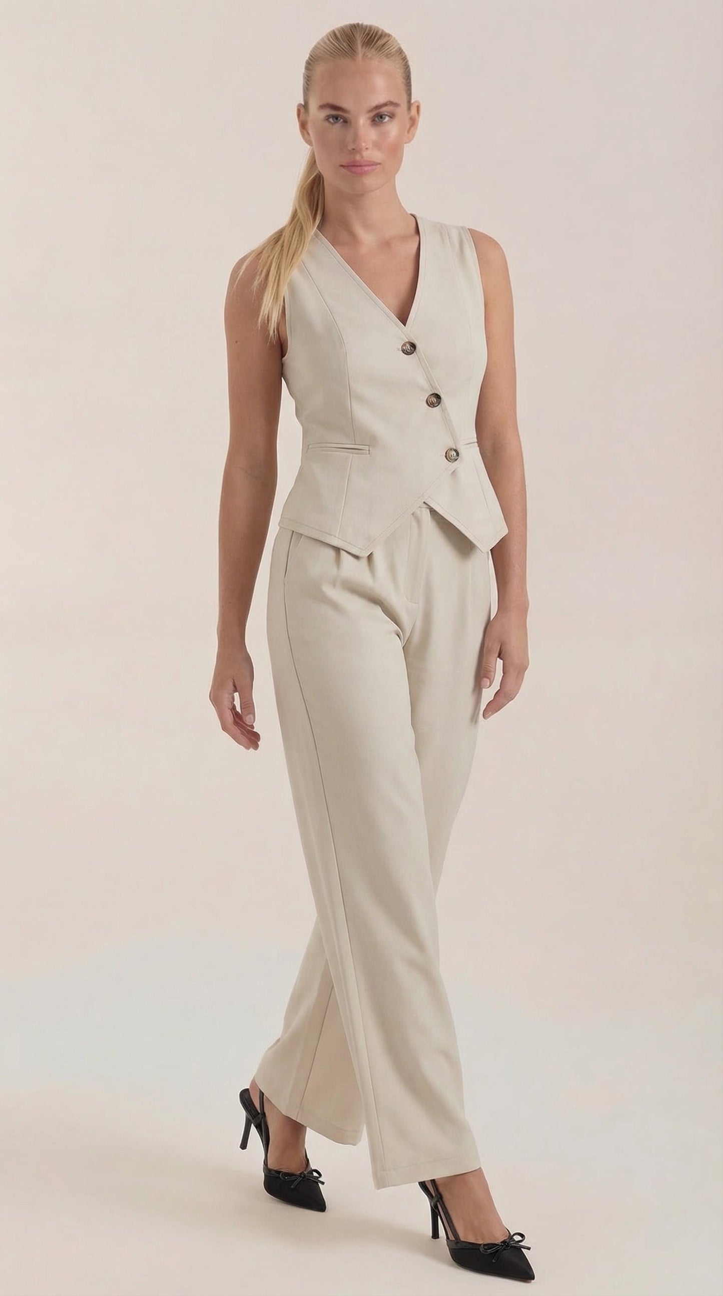 Yolanda Loida™ | Traje elegante de dos piezas con escote en V para mujer