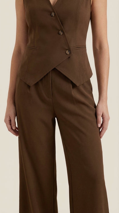 Ana Milena™ | Conjunto de Chaleco y Pantalones en Color Jengibre